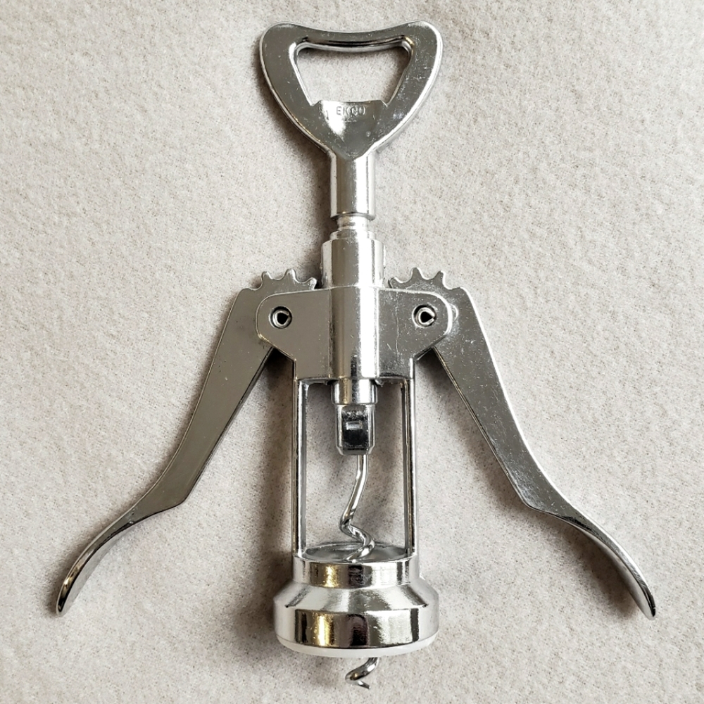 Vintage Ekco Wing Corkscrew All-in-one Bottle or Wine Opener, Silver, GUC